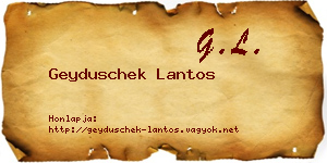 Geyduschek Lantos névjegykártya